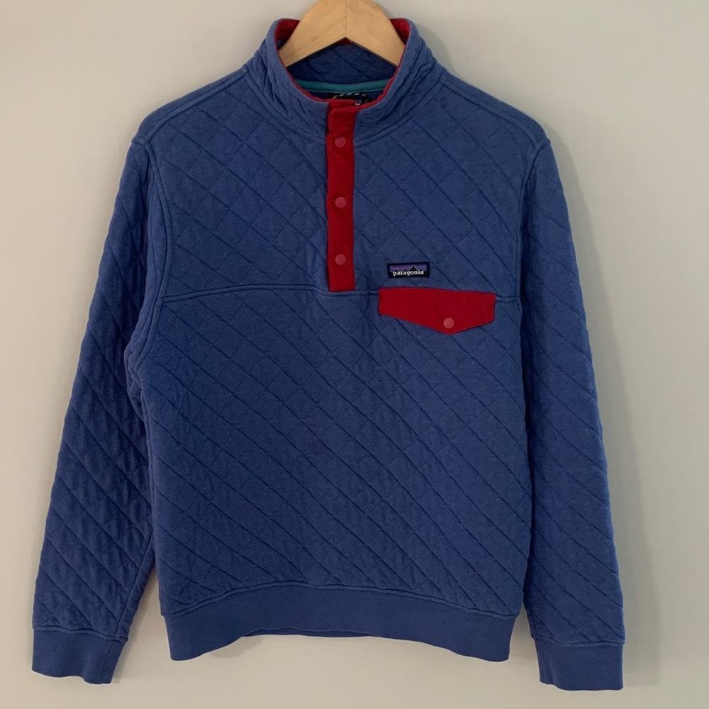 Patagonia Men’s Quilt Snap-T Pullover Shirt Navy Blue Size Medium Hiking Camping
